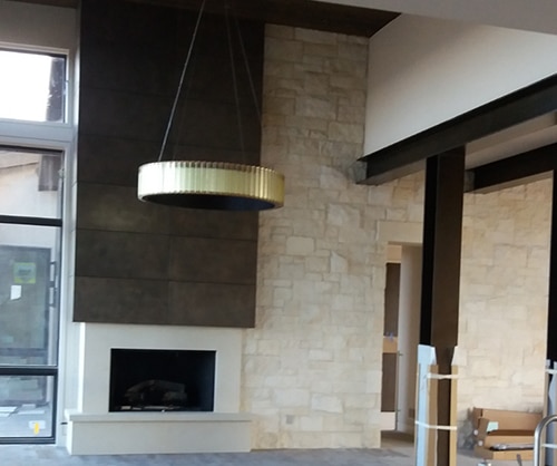 Stone Masonry Floor to Ceiling Fireplace and Hearth Denver CO